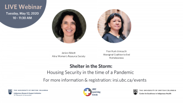 May 12th,2020 – Shelter in the Storm – Housing Security in the Time of a Pandemic with Janice Abbott and Fran Hunt-Jinnouchi