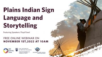 November 1st, 2022 – Plains Indian Sign Language and Storytelling with Floyd Favel