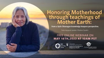 May 18th, 2023 – Honoring Motherhood through teachings of Mother Earth: from a Syilx Okanagan knowledge keepers perspective with Marlene Squakin