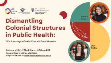 February 29th, 2024 – Dismantling Colonial Structures in Public Health: The Journeys of two First Nations Women – Jorden Hendry & Eryn Braley